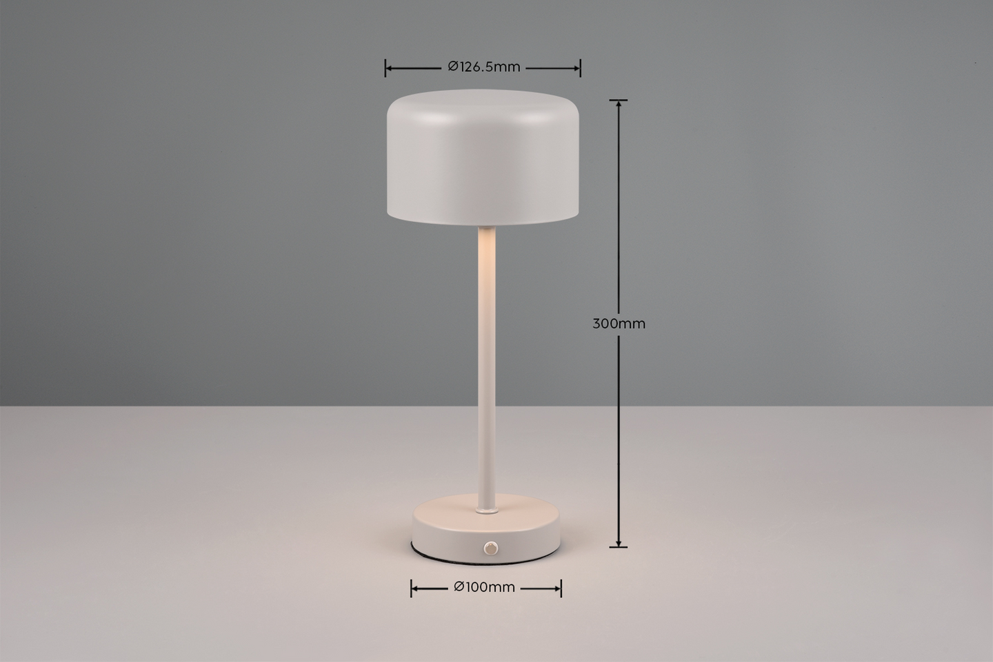 Pöytävalaisin TRIO Jeff ladattava led harmaa