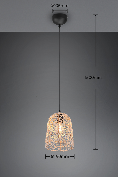 Riippuvalaisin TRIO Lovis E27 1-osainen rottinki