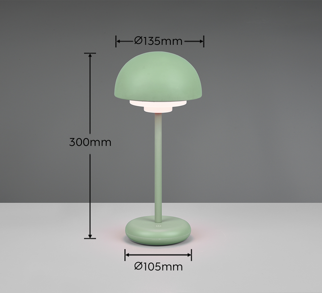 Pöytävalaisin TRIO Elliot led 180lm ladattava pistaasi