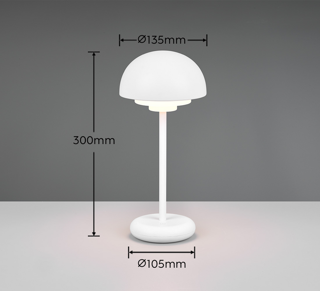 Pöytävalaisin TRIO Elliot led 180lm ladattava mattavalkoinen