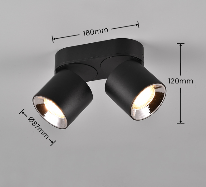 Spotti TRIO Guayana GU10 2-osainen mattamusta