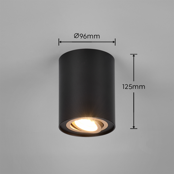 Kattovalaisin TRIO Cookie GU10 1-osainen musta/kulta