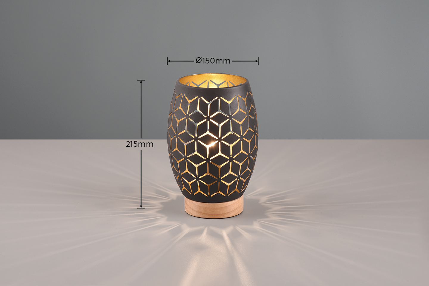 Pöytävalaisin TRIO Bidar E27 21cm musta/kulta