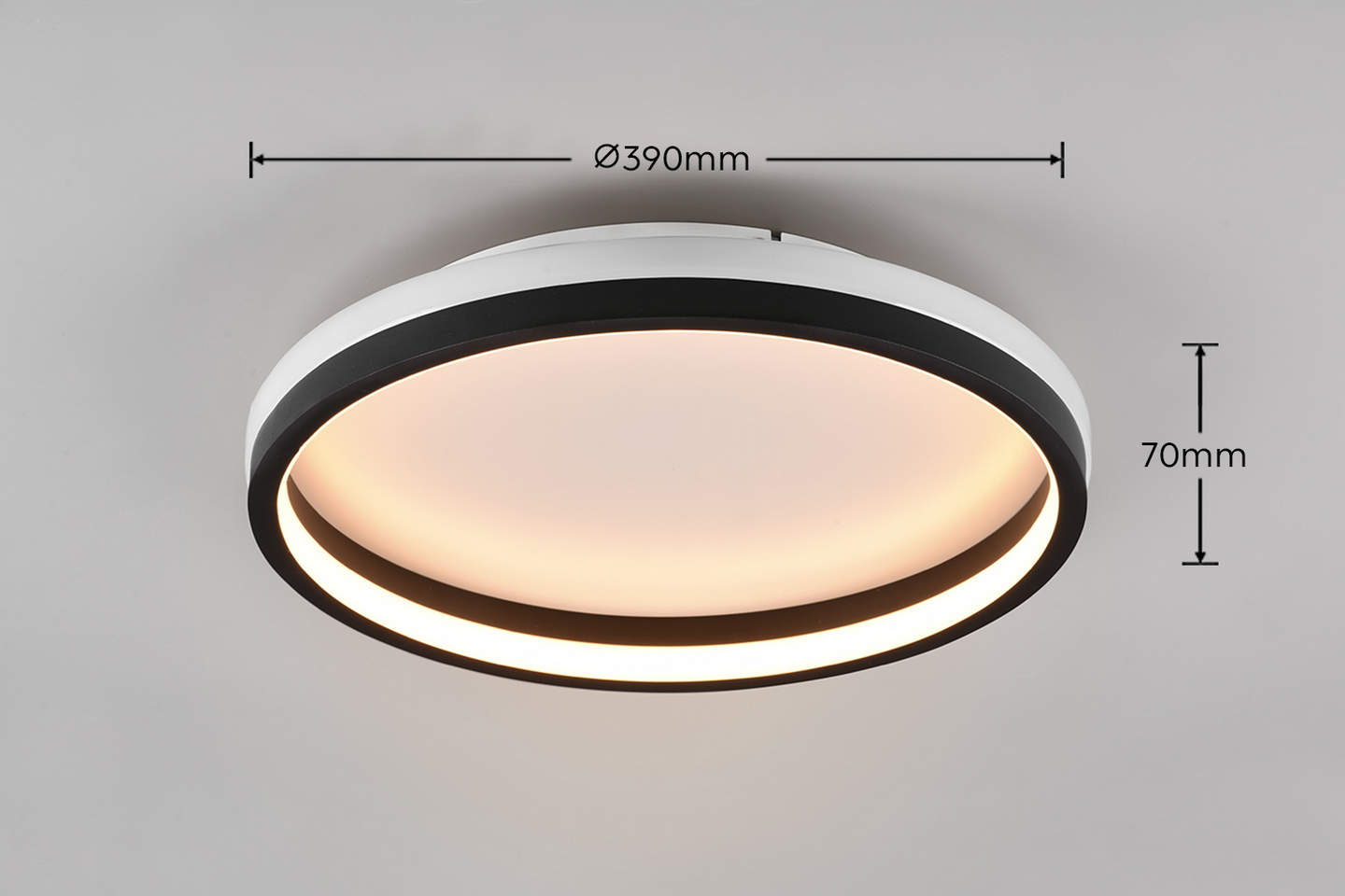 Plafondi TRIO Hiko led 2000lm RGB 39cm mattamusta