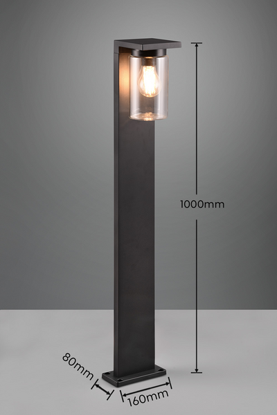 Ulkopylväsvalaisin TRIO Ardila E27 100cm musta hämärätunnistin