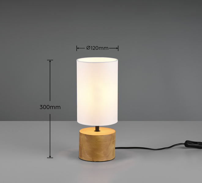 Pöytävalaisin TRIO Woody E14 30cm pyöreä valkoinen/puu