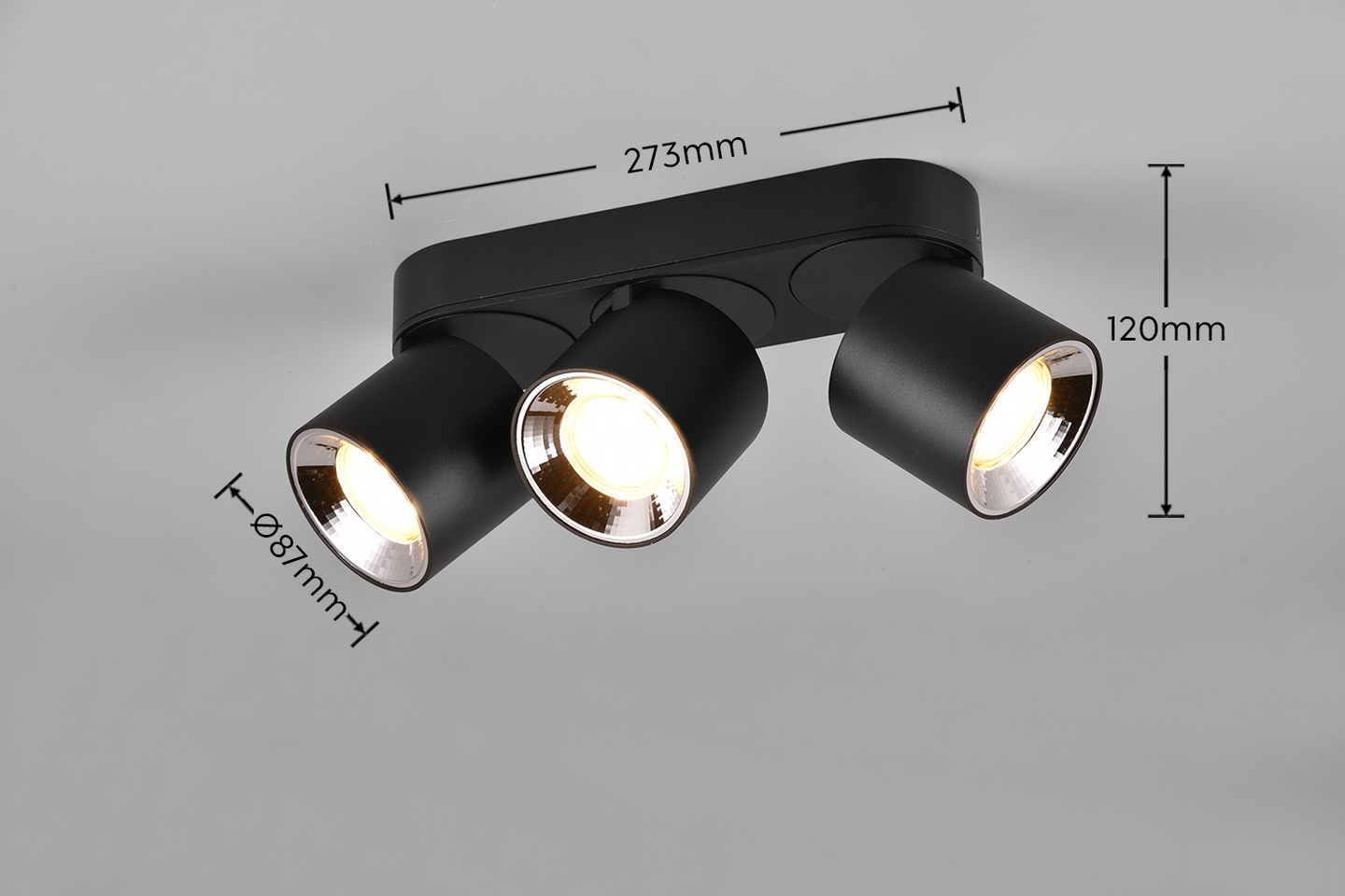 Spotti TRIO Guayana GU10 3-osainen mattamusta