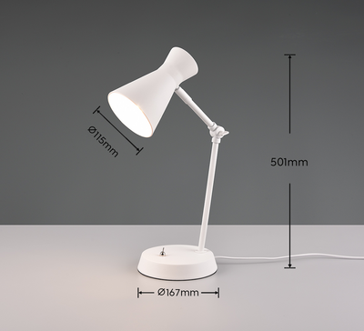 Pöytävalaisin TRIO Enzo E27 50cm mattavalkoinen