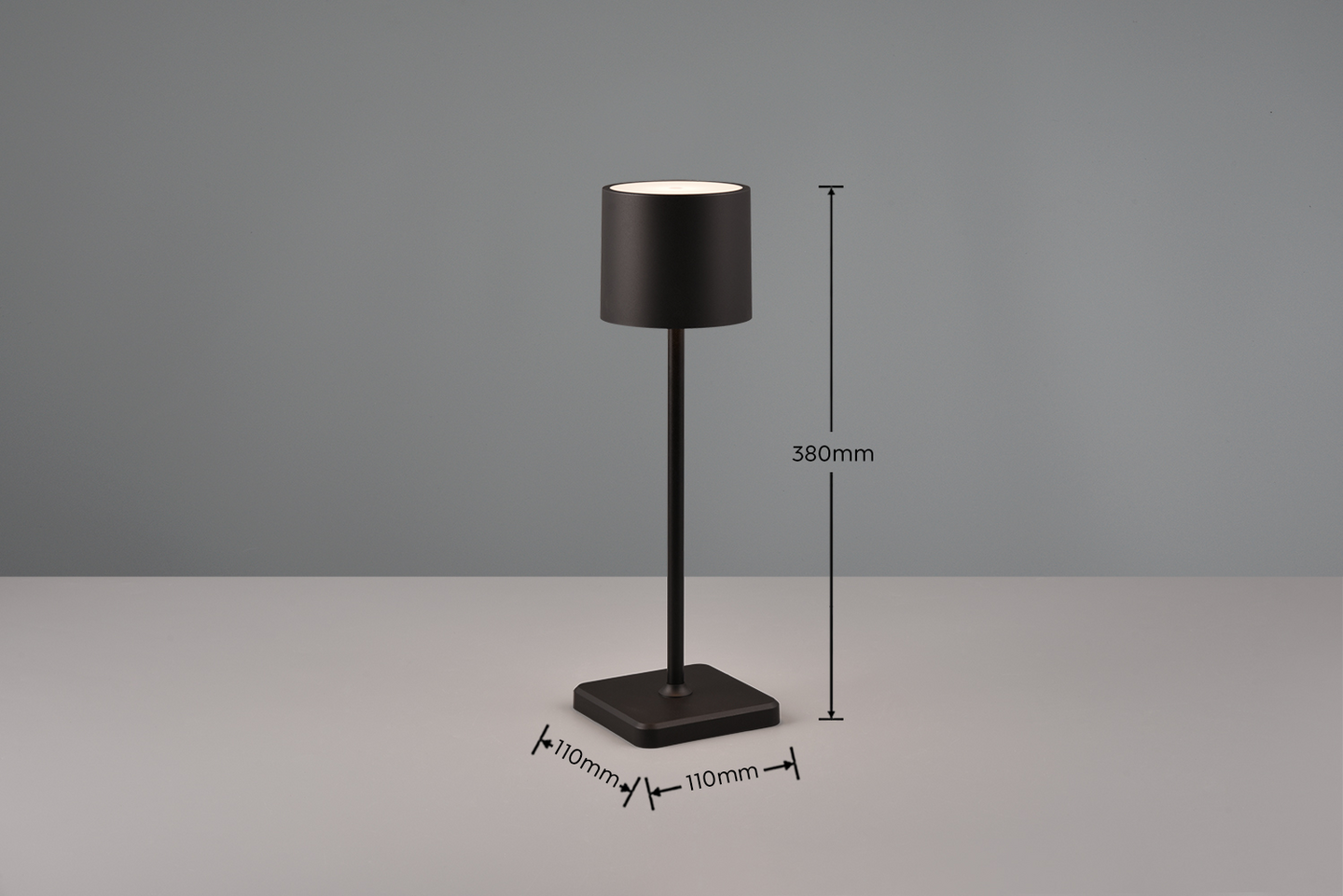 Ulkopöytävalaisin TRIO Fernandez led ladattava IP54 mattamusta