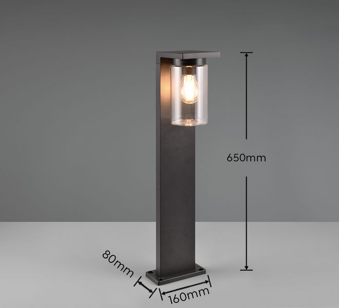 Ulkopylväsvalaisin TRIO Ardila E27 65cm musta hämärätunnistin
