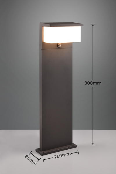 Pylväsvalaisin TRIO Nestos led 80cm IP54 liiketunnistin antrasiitti