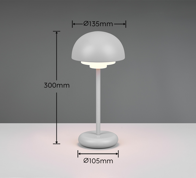 Pöytävalaisin TRIO Elliot led 180lm ladattava harmaa