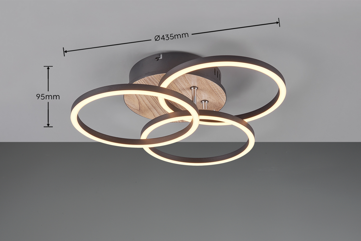 Kattovalaisin TRIO Circle led mattamusta/puu