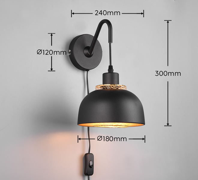 Seinävalaisin TRIO Punch E27 mattamusta