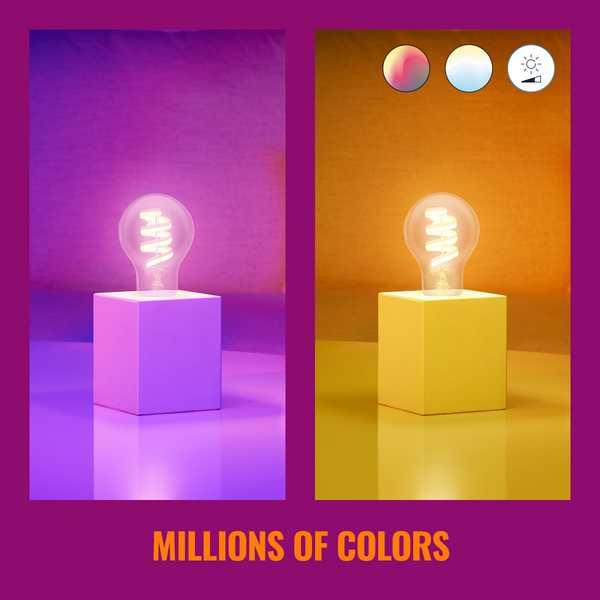 Led-filamenttilamppu WiZ E27 470lm 6,3W A60 2200-6500K RGB lasi