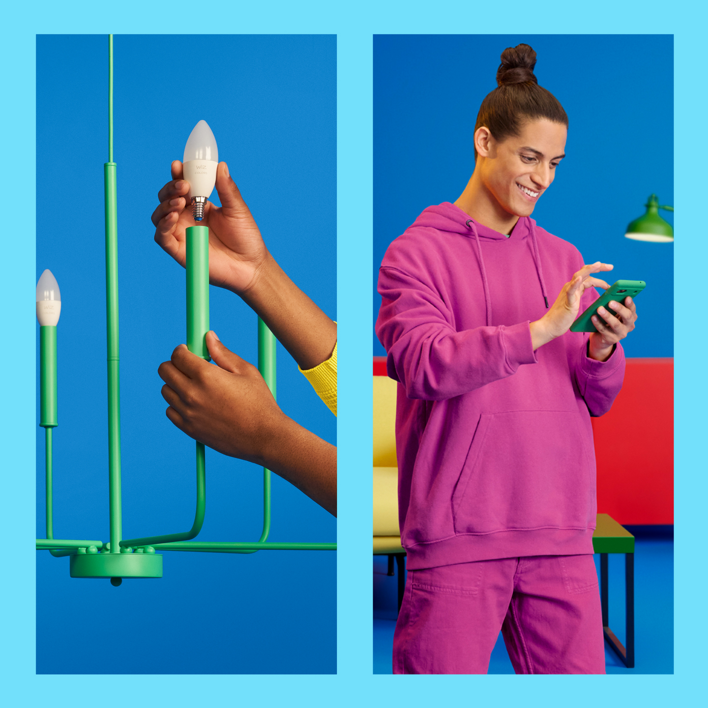 Led-lamppu WiZ wi-fi 4.9W E14 C37 922-65 RGB color 2kpl