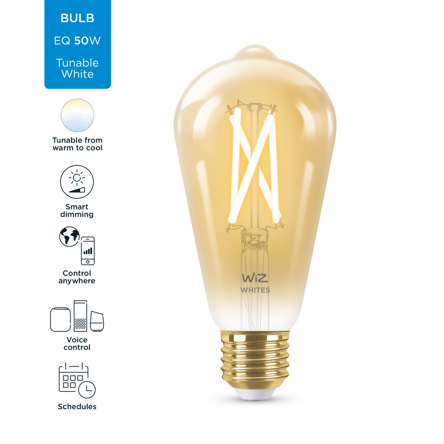 Led-lamppu WiZ Wi-Fi 7W E27 TW ST64 920-50 Filament meripihka