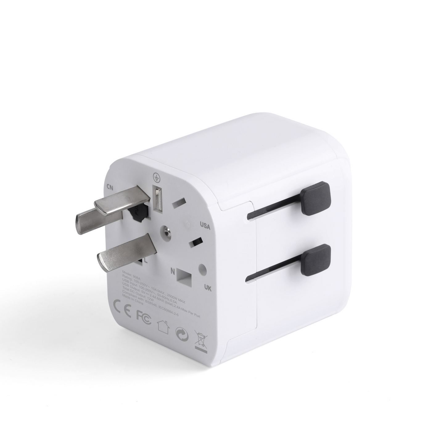 Matka-adapteri Opal 250v 10a 2500w usb-lähtö