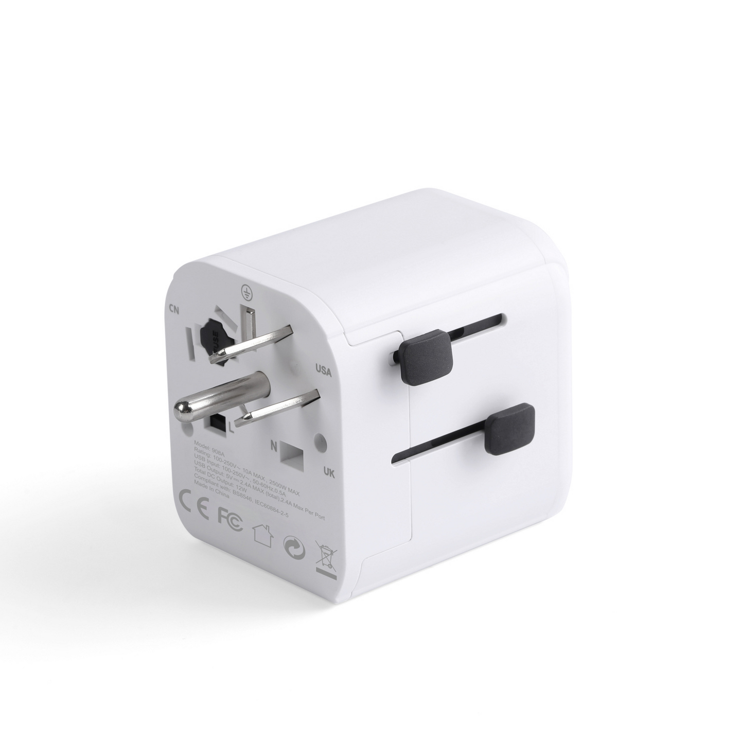 Matka-adapteri Opal 250v 10a 2500w usb-lähtö