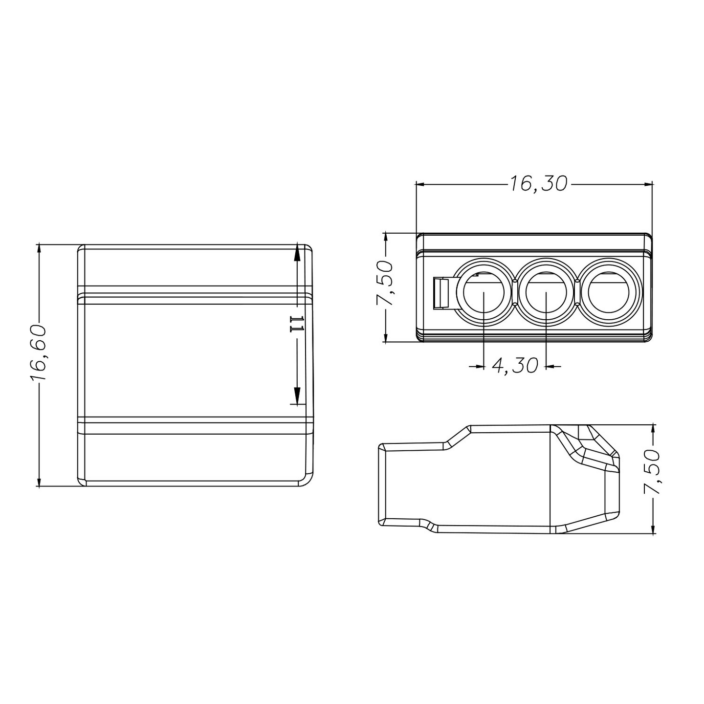 Rasialiitin Opal 980 3-napainen punainen(25 Kpl)