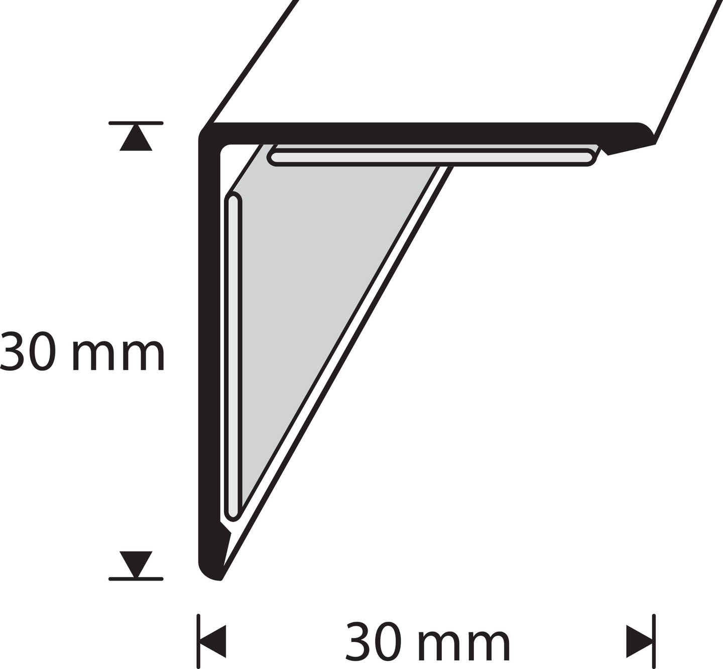 Dione kulmasuoja 30x30mm 3m musta 7303031-BL