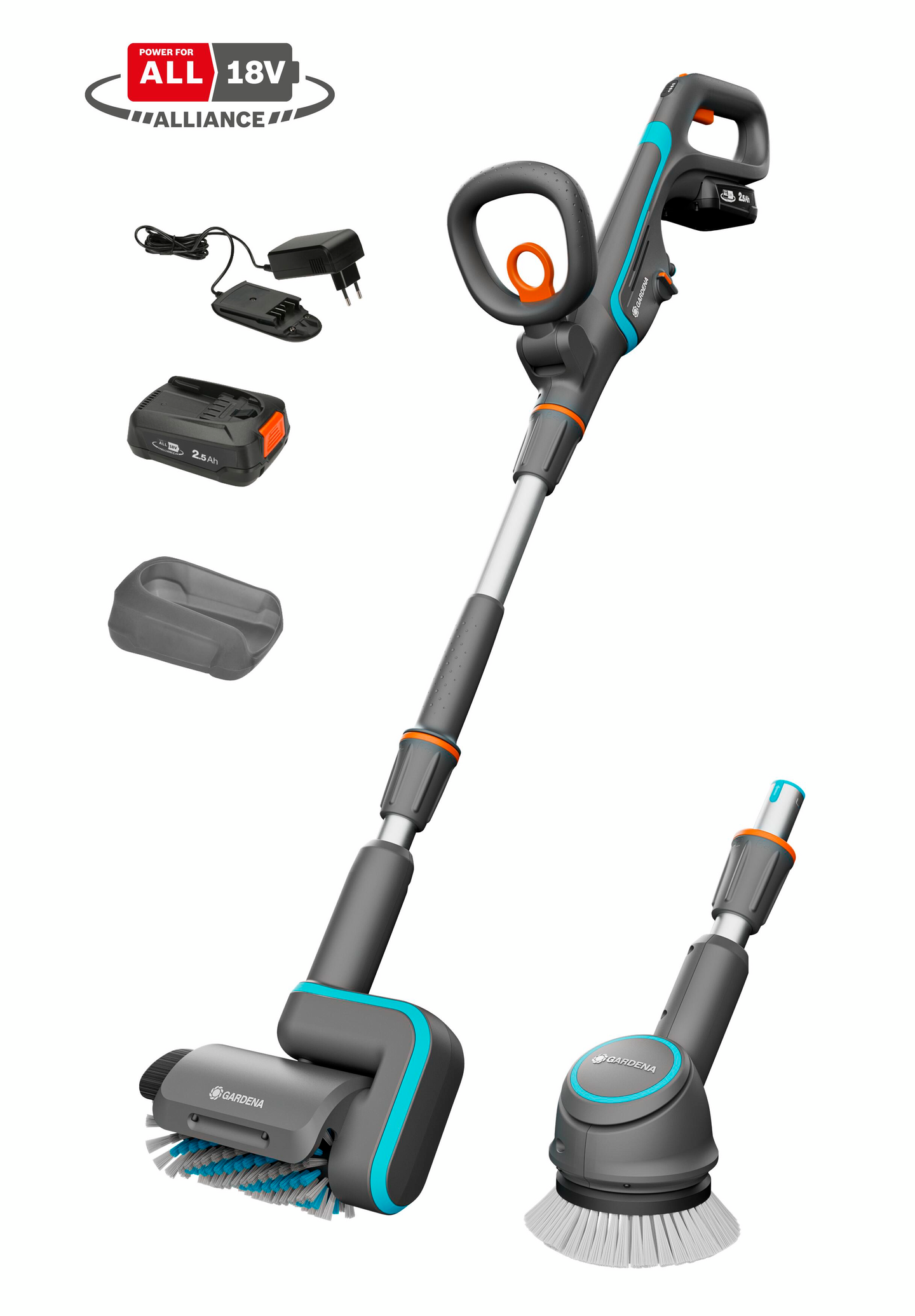 Terassipesuri Gardena AquaBrush Universal 18 V P4A sis. yleisharjan