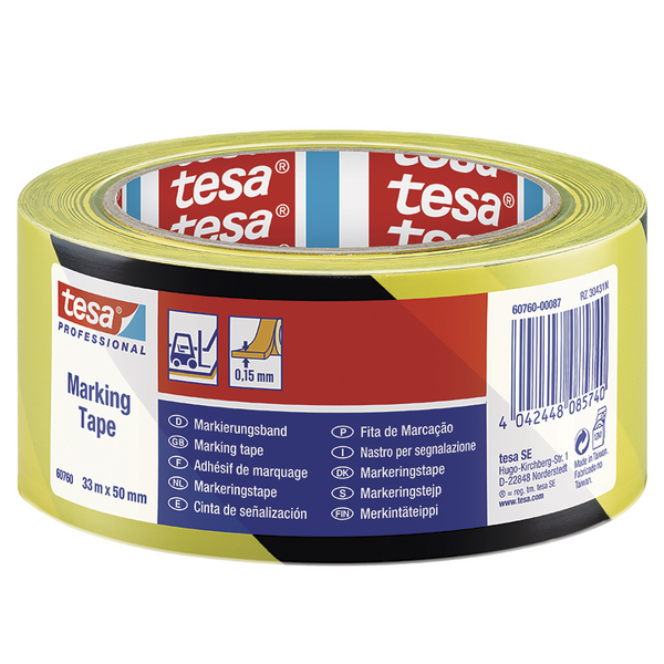 VARNINGSTEJP GUL/SVAR 50MM 33M TESA 60760