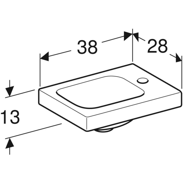 Pesuallas Geberit iCon Light L38 S28cm hanareikä oikealla KeraTect