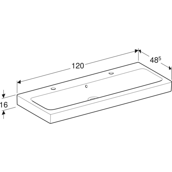 Pesuallas Geberit iCon L120cm kaksi hanareikää ja ylivuoto
