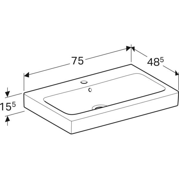 Pesuallas Geberit iCon L75cm hanareikä ja ylivuoto