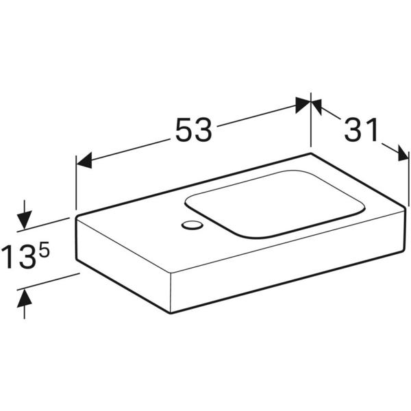 Pesuallas Geberit iCon L53cm hanareikä vasemmalla KeraTect