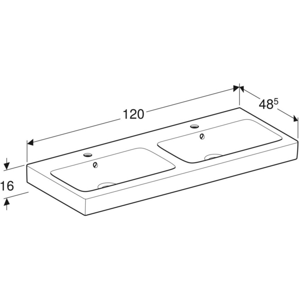 Kaksoispesuallas Geberit iCon L120cm hanareikä ja ylivuoto KeraTect