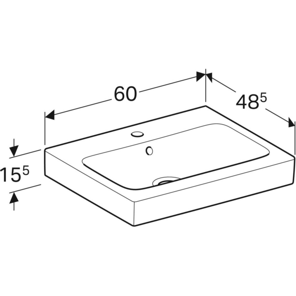 Pesuallas Geberit iCon L60cm hanareikä ja ylivuoto