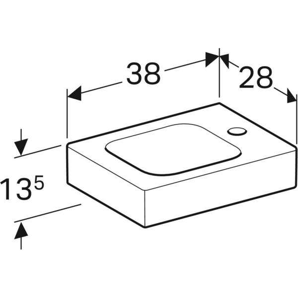 Pesuallas Geberit iCon L38cm hanareikä oikealla KeraTect