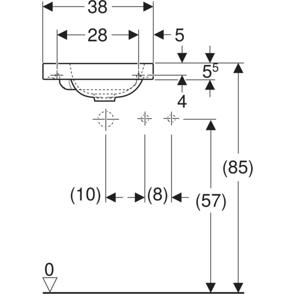 Pesuallas Geberit iCon Light L38 S28cm hanareikä vasemmalla KeraTect