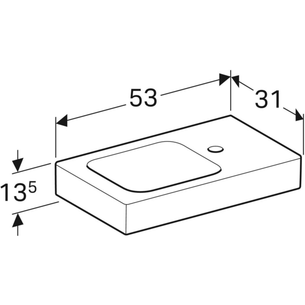 Pesuallas Geberit iCon L53cm hanareikä oikealla