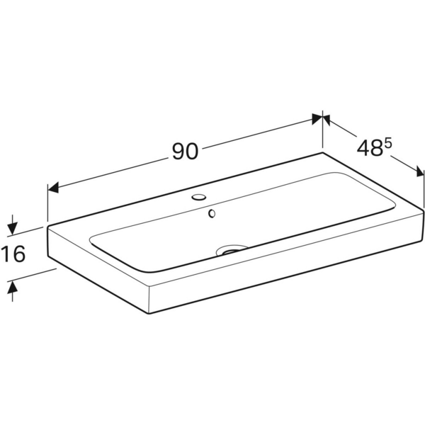 Pesuallas Geberit iCon L90cm hanareikä ja ylivuoto KeraTect