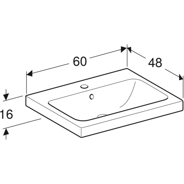 Pesuallas Geberit iCon Light L60 S48cm hanareikä ja ylivuoto KeraTect