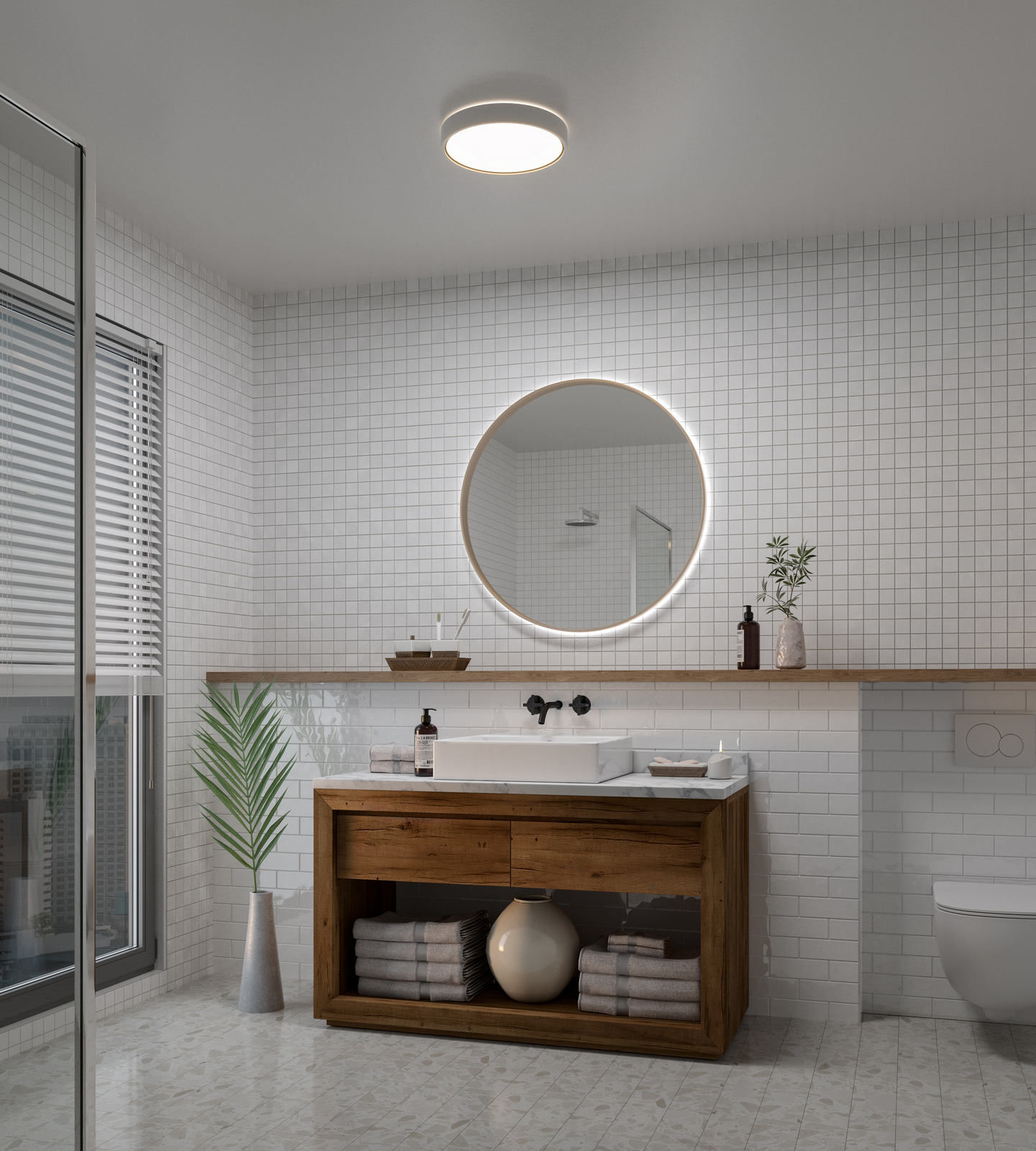 Plafondi Nordlux Noxy led 17W 1650lm 3000/4000K IP44 valkoinen