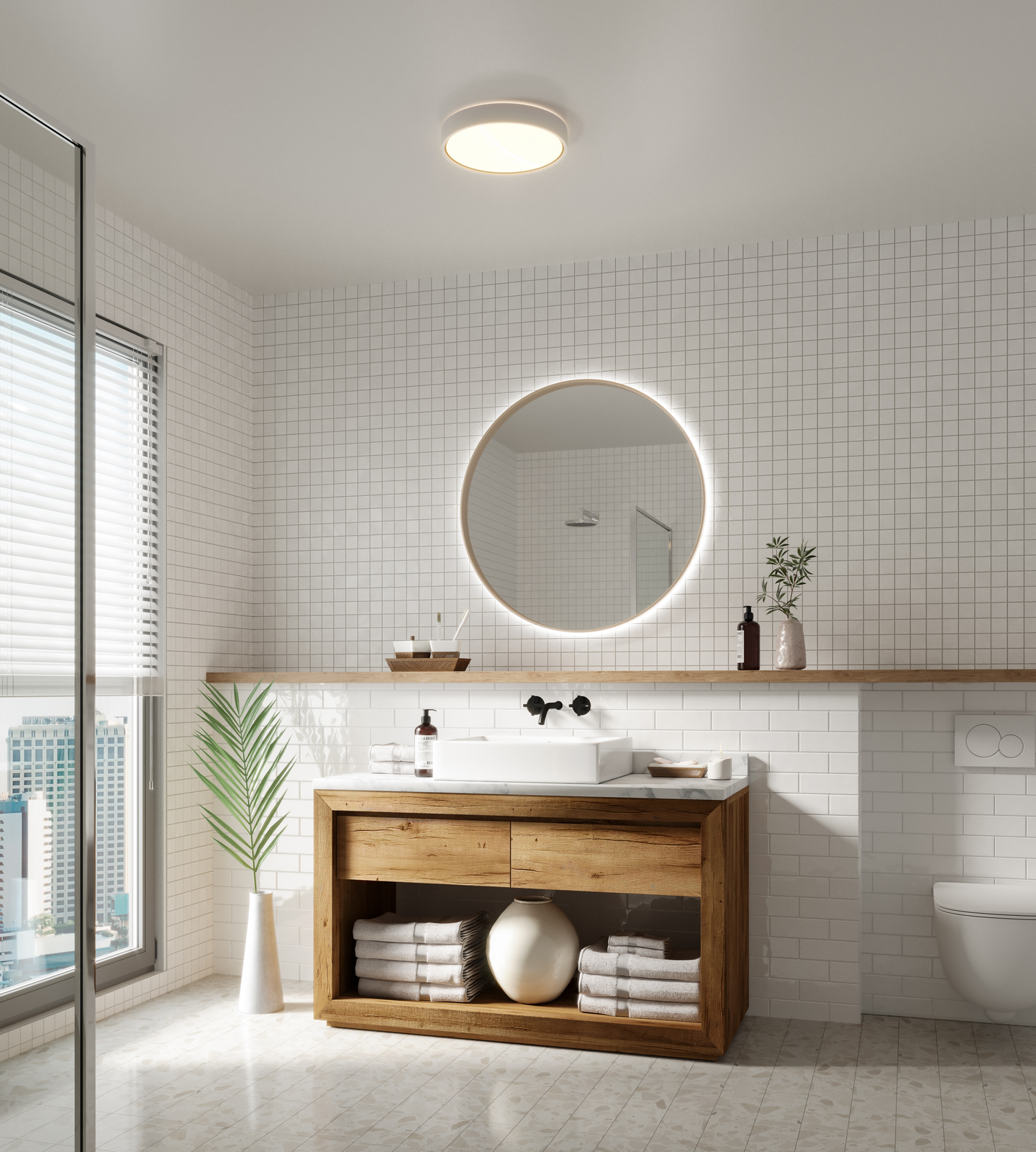 Plafondi Nordlux Noxy led 17W 1650lm 3000/4000K IP44 valkoinen