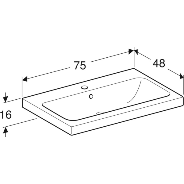 Pesuallas Geberit iCon Light L75 S48cm hanareikä ja ylivuoto KeraTect