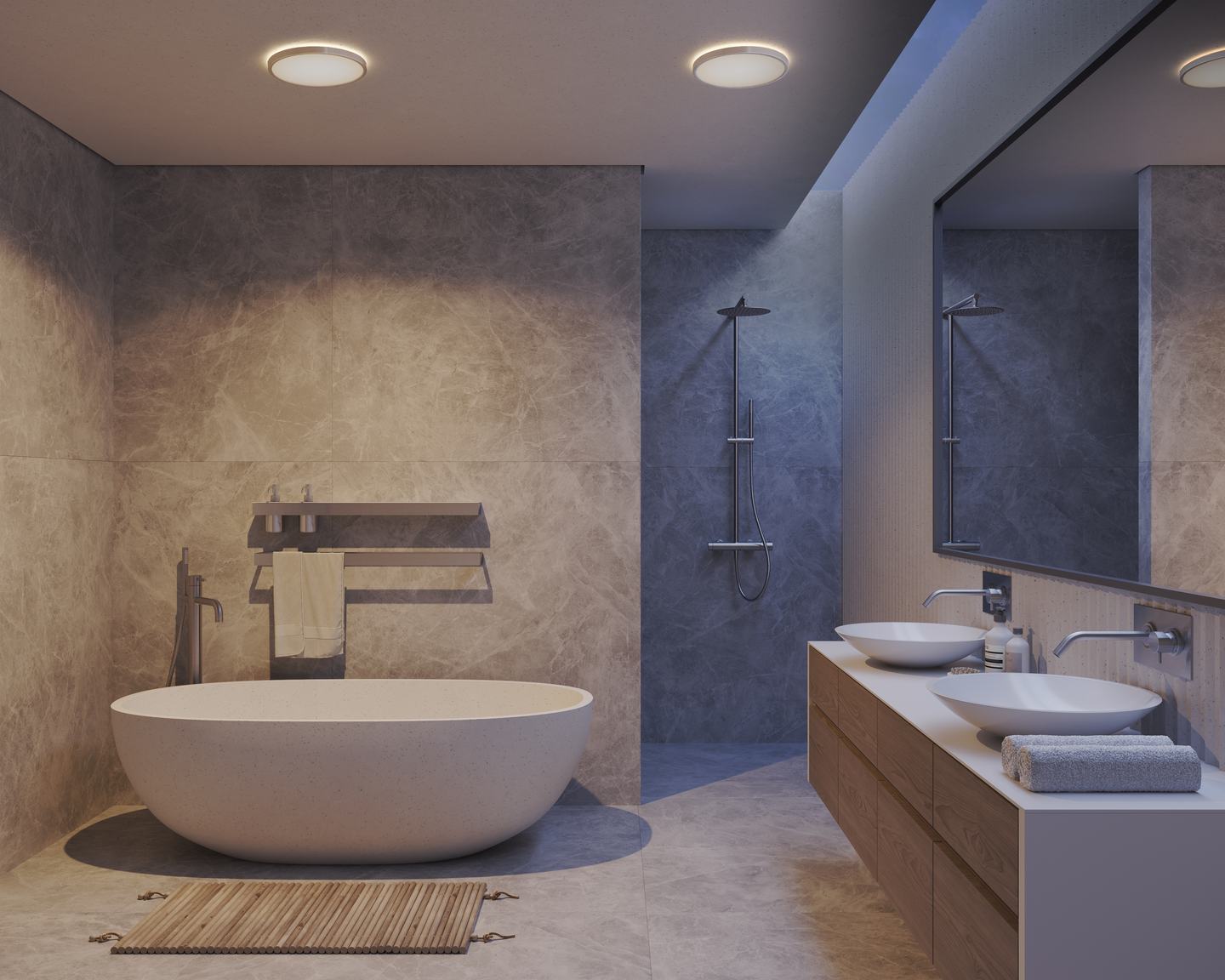 Plafondi Nordlux Oja led 430mm 19W 2100lm 3000/4000K IP54 kromi