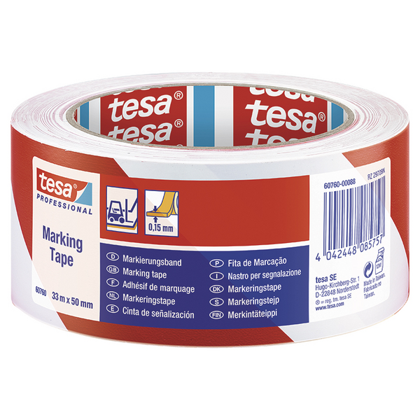 Varoitusteippi Tesa 33mx50mm valko-punainen