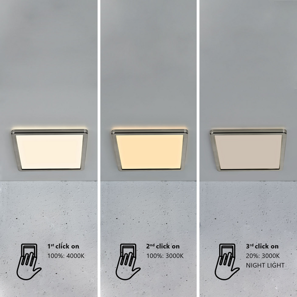 Kattovalaisin Nordlux Oja square led 14,5W 1600lm 3000/4000K harjattu nikkeli