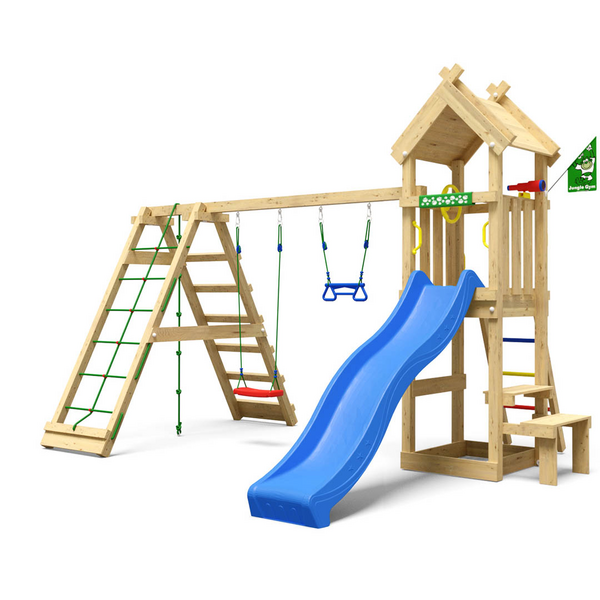 Leikkitorni Jungle Gym Totem, Climbing Module ja sininen liukumäki