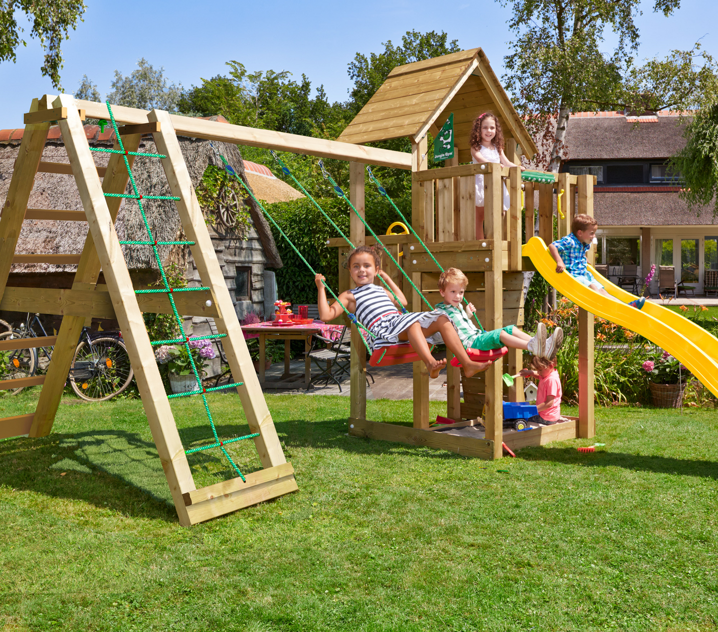 Leikkitorni Jungle Gym Cubby ja Climb Module X'tra sekä liukumäki