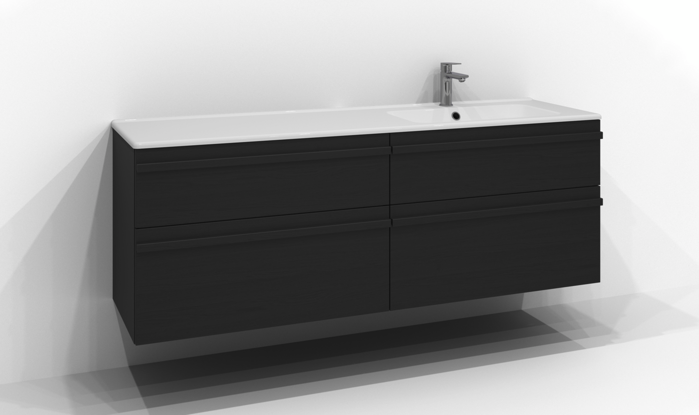 Allaskaappi Svedbergs Poem 160x45 musta saarni 4 laatikkoa vedinlista