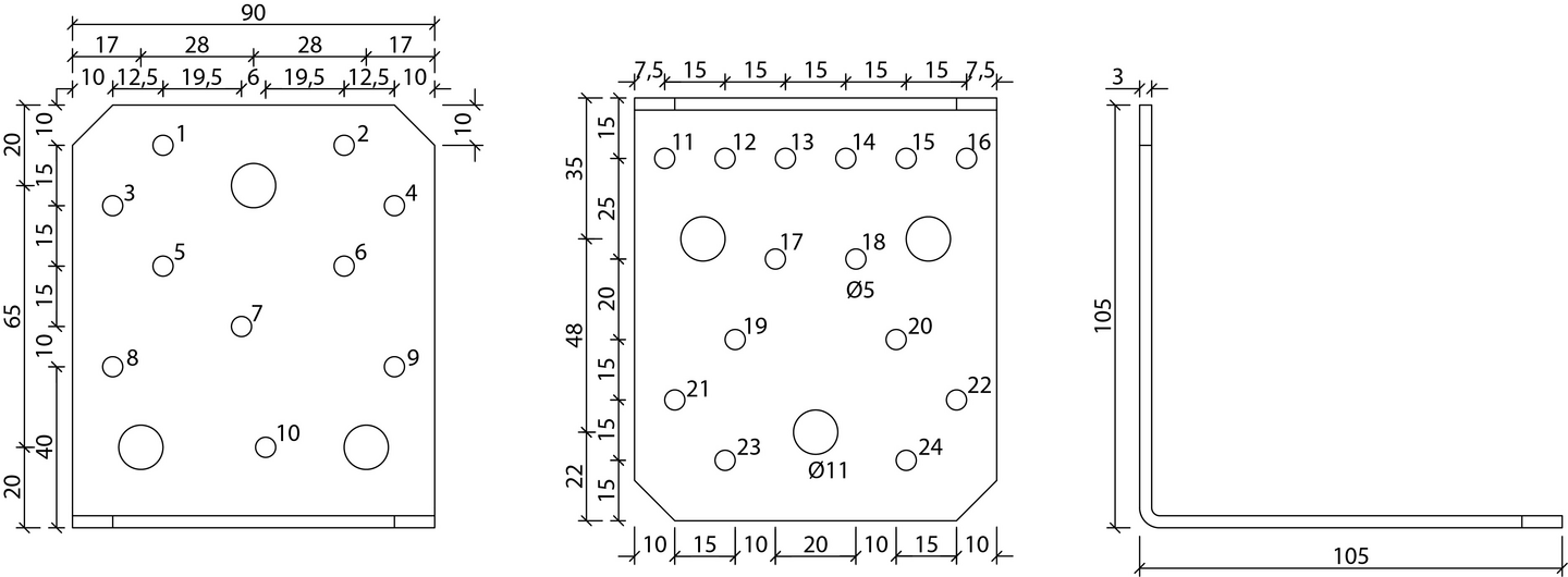Kulmalevy Paslode 105x105x3x90mm V3 210087
