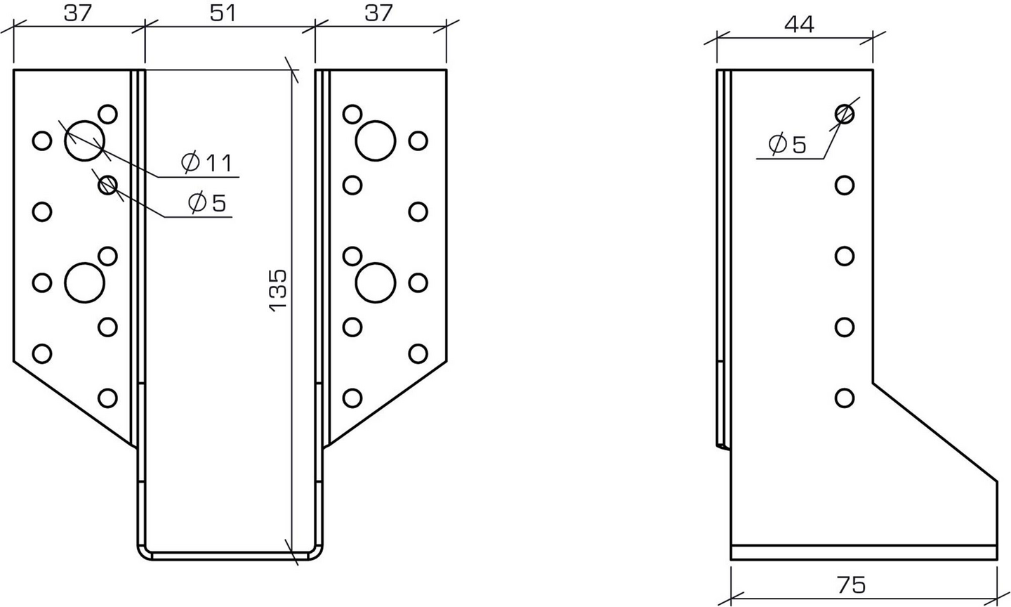 Palkkikenkä Paslode ulkopuolinen 51x135mm 145-195mm palkille rst 210073