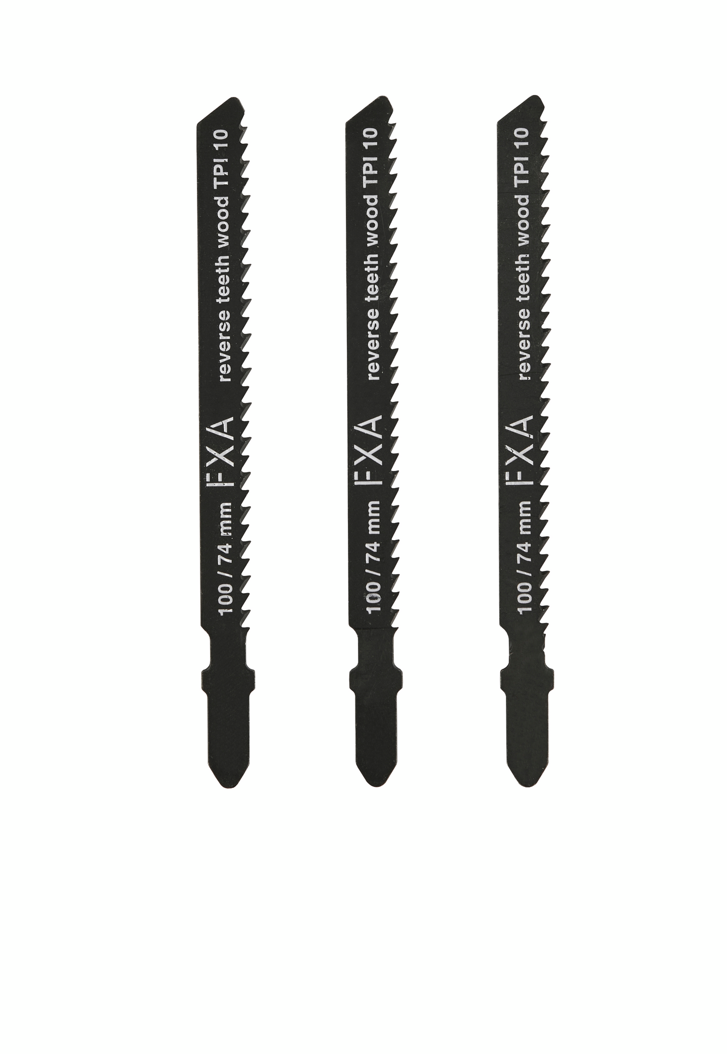 Pistosahanterä FXA vastahammastus puun siisti sahaus 100mm TPI 10 3kpl